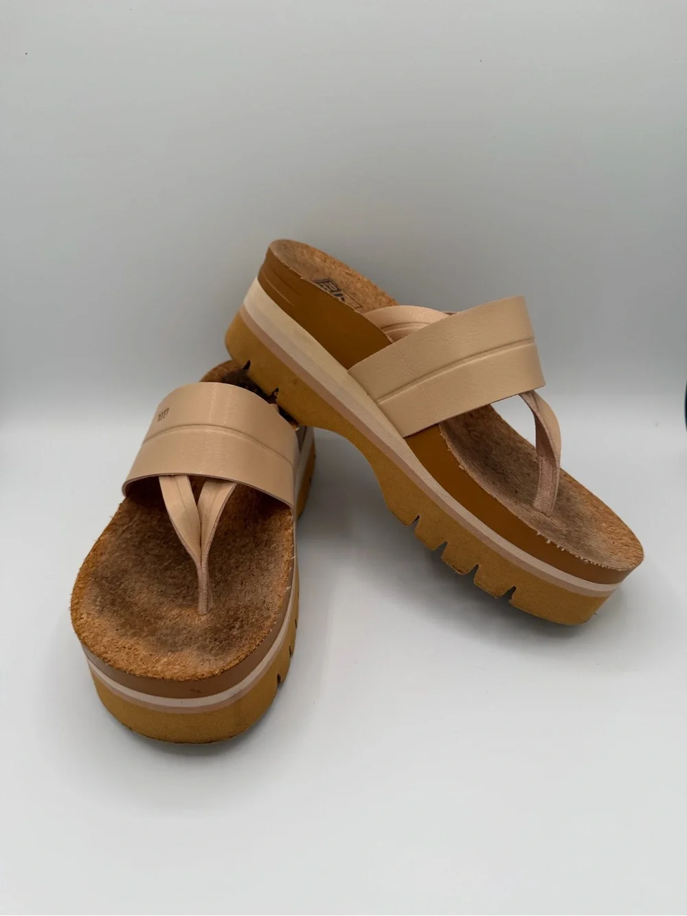 Reef Women's Platform Thong Sandals in Beige and Tan